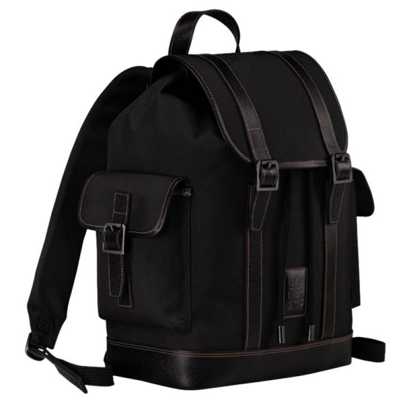 Black Longchamp Boxford Men's Backpacks | 93701-PMZV