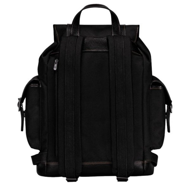 Black Longchamp Boxford Men's Backpacks | 93701-PMZV