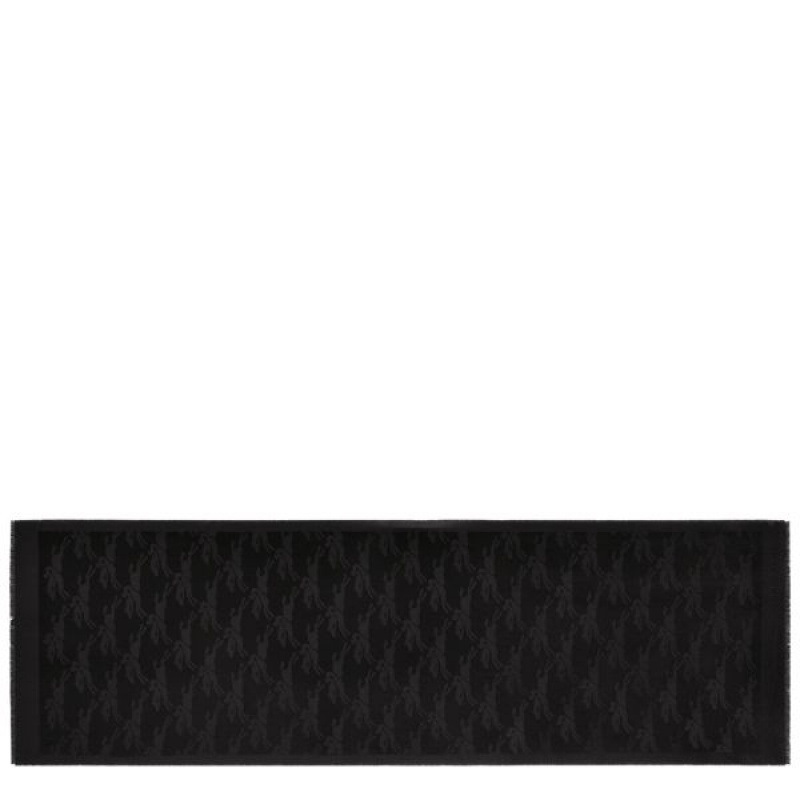 Black Longchamp Chevaux Jacquard Men's Scarf | 47813-PDOF