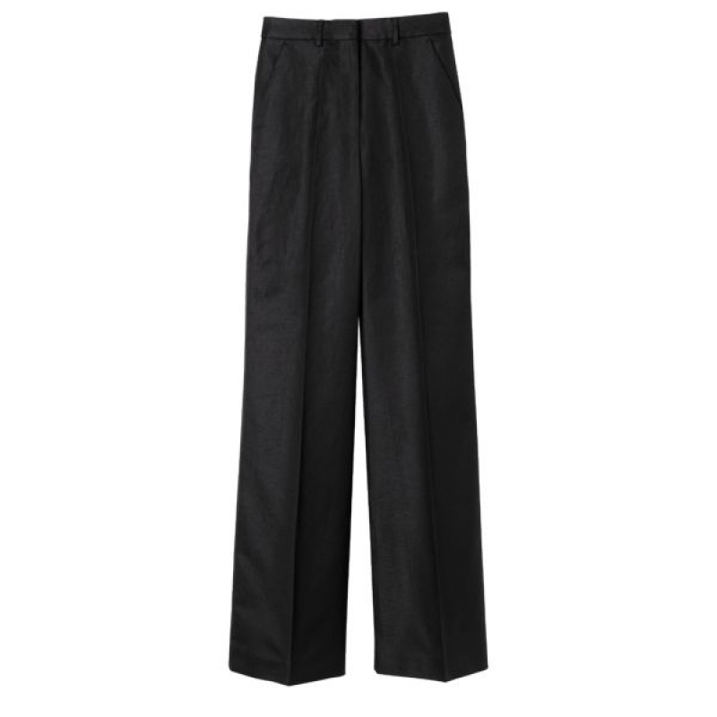 Black Longchamp Cotton Women\'s Trousers | 38197-HONF