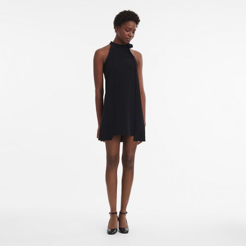 Black Longchamp Crepe Women's Dress | 52148-ZDBS