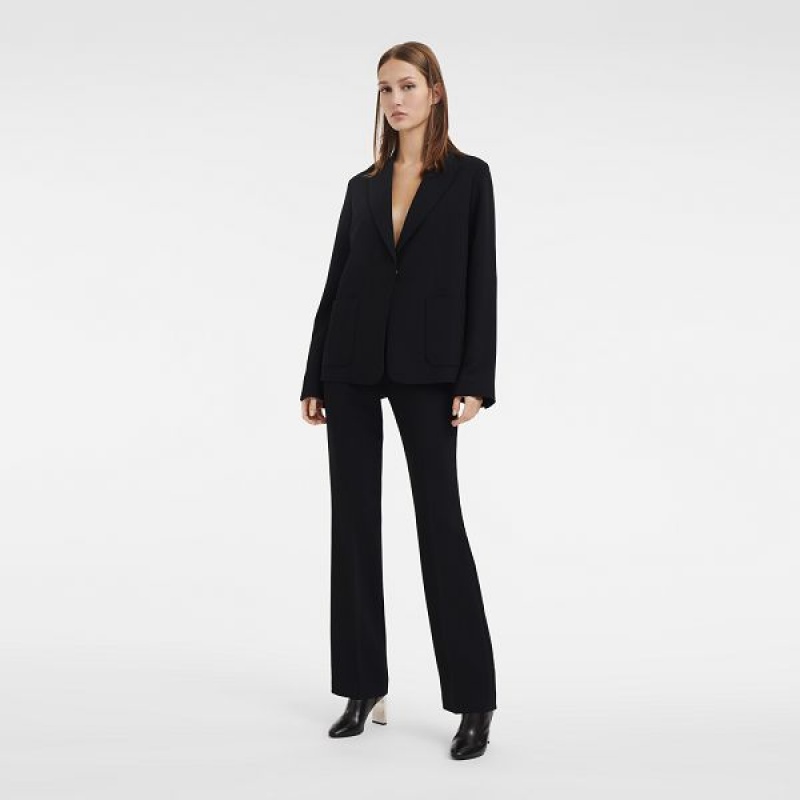 Black Longchamp Crepe Women's Trousers | 20637-NRHK