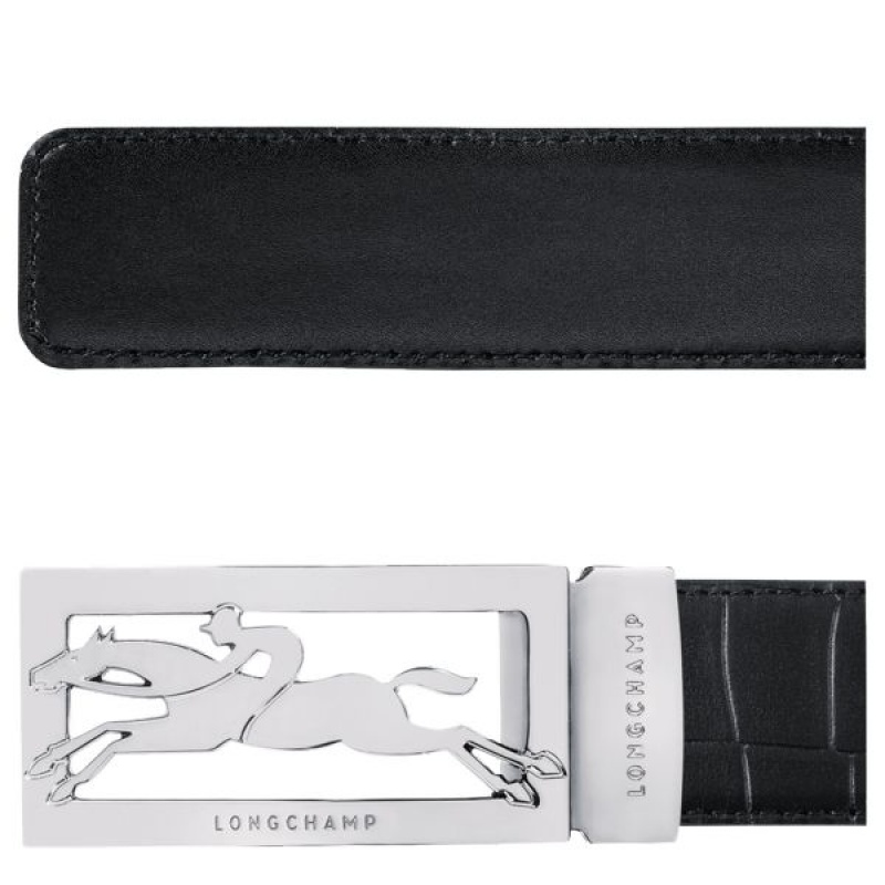 Black Longchamp Delta Box Men's Belts | 15048-DAKW