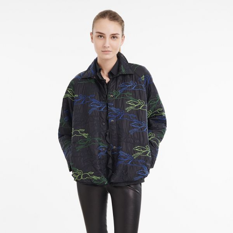 Black Longchamp Embroidered Women's Jackets | 59170-LVMZ