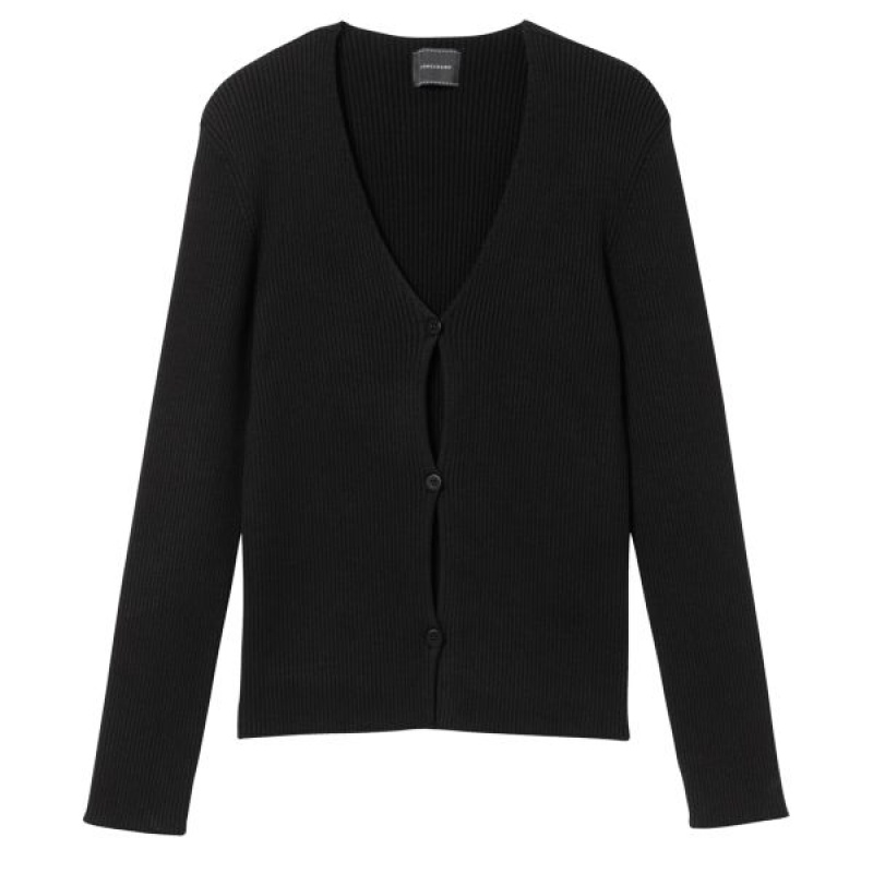 Black Longchamp Knit Women's Cardigan | 21640-BEQD