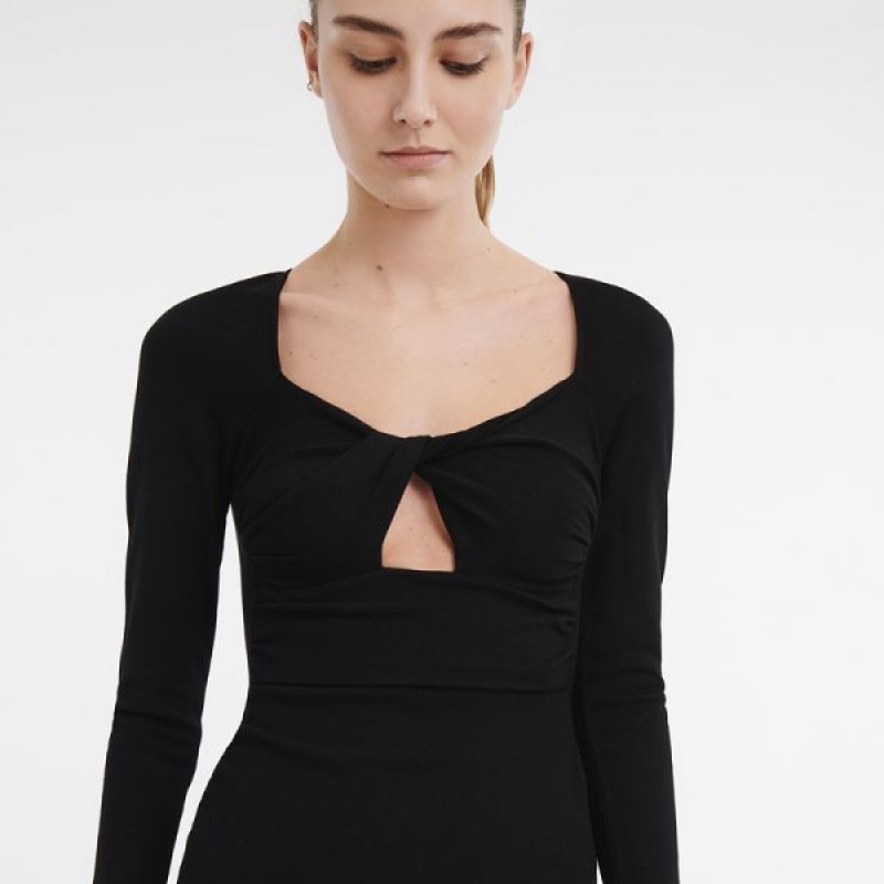 Black Longchamp Knit Women's Dress | 84936-AHSQ