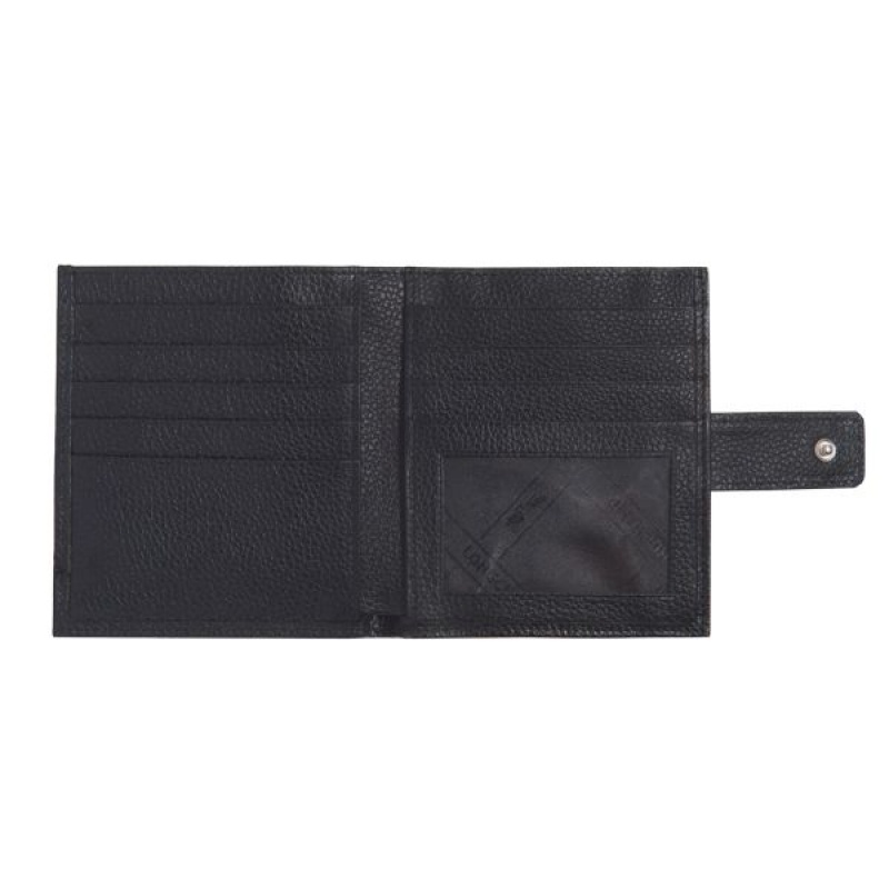 Black Longchamp Le Foulonne Compact Women's Wallets | 16382-IFYK