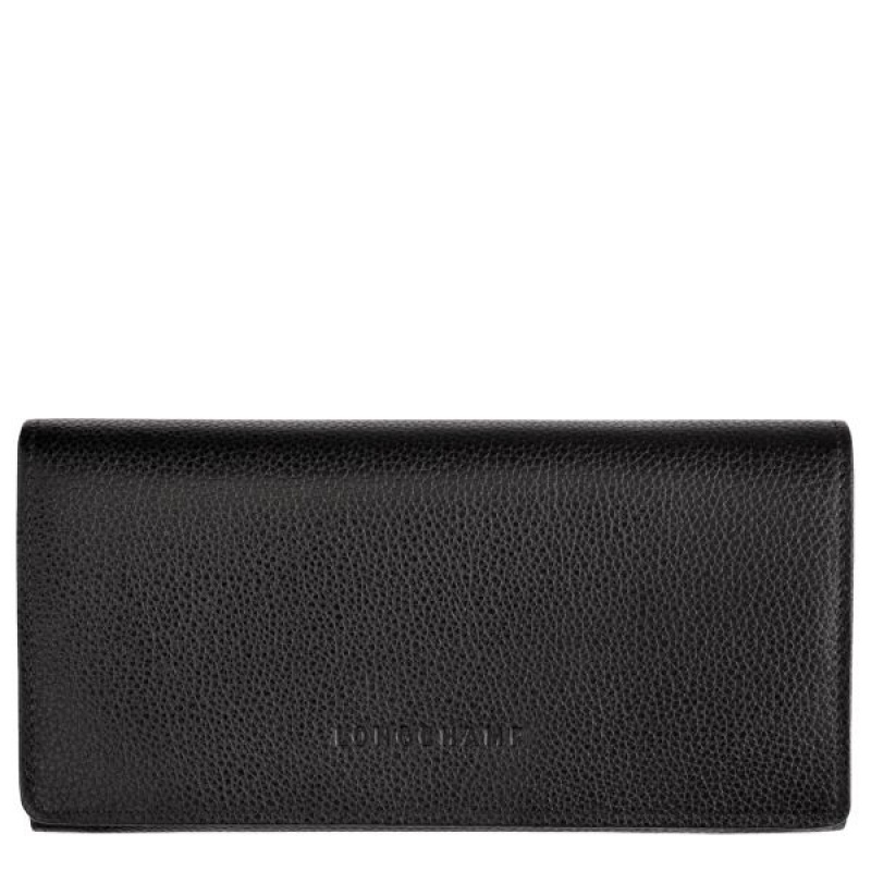 Black Longchamp Le Foulonne Continental Women's Wallets | 29478-OWTQ