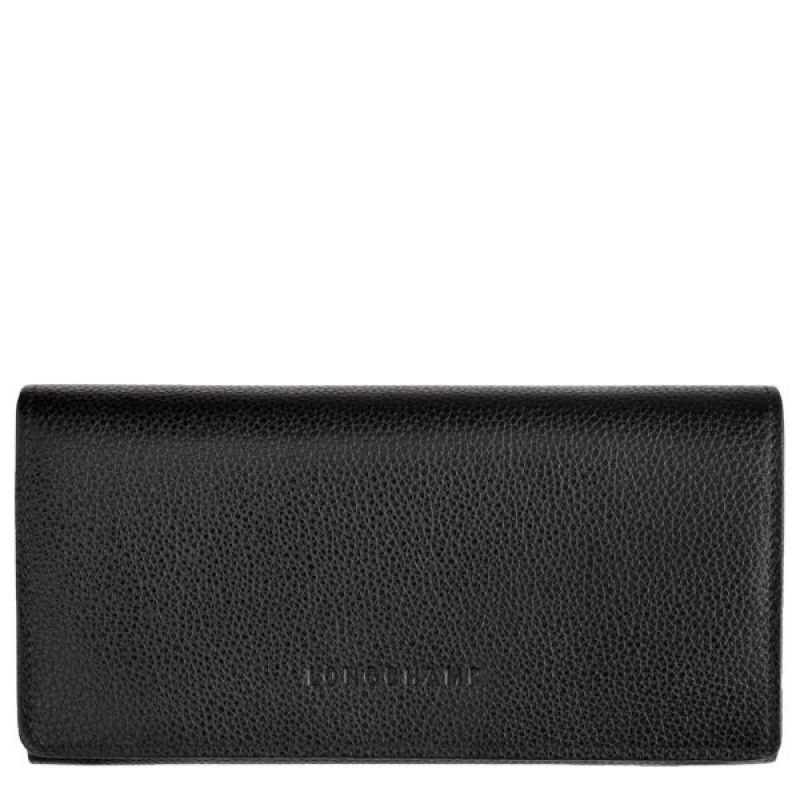 Black Longchamp Le Foulonne Continental Women\'s Wallets | 29478-OWTQ