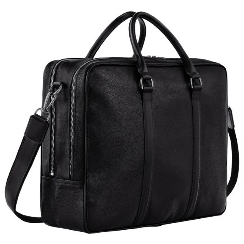 Black Longchamp Le Foulonne L Men's Briefcase | 47192-ADMR