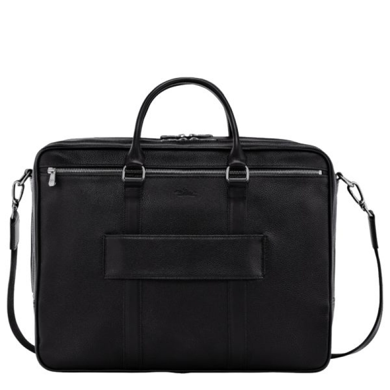 Black Longchamp Le Foulonne L Men's Briefcase | 47192-ADMR