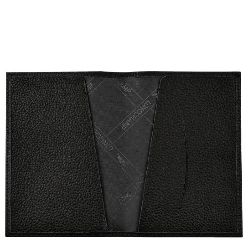 Black Longchamp Le Foulonne Men's Passport Holder | 28096-ZUMW