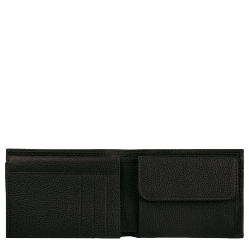 Black Longchamp Le Foulonne Men's Wallets | 48635-YHWA