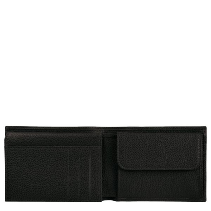 Black Longchamp Le Foulonne Men's Wallets | 48635-YHWA