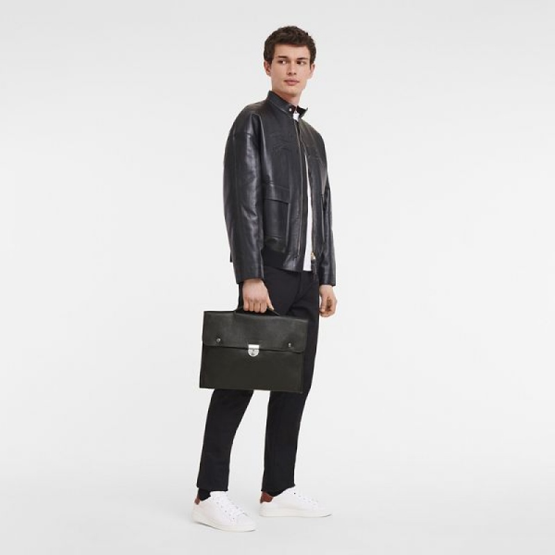 Black Longchamp Le Foulonne S Men's Briefcase | 36420-LRCM