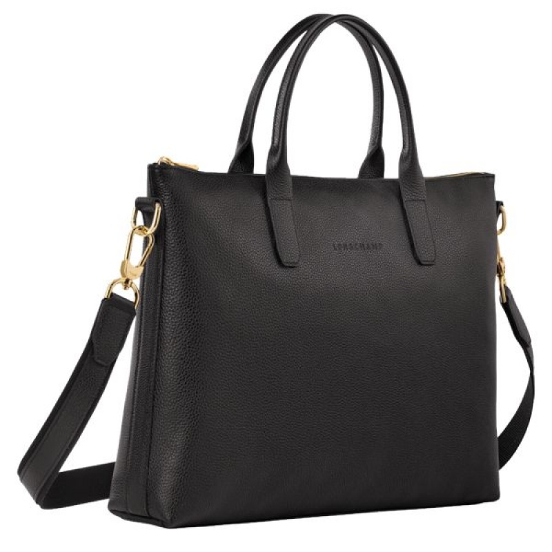 Black Longchamp Le Foulonne S Women's Briefcase | 46709-JQKR