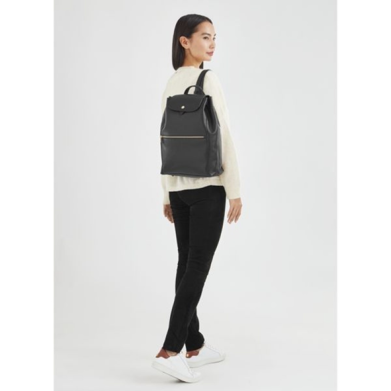 Black Longchamp Le Foulonne Women's Backpacks | 04318-FJRN