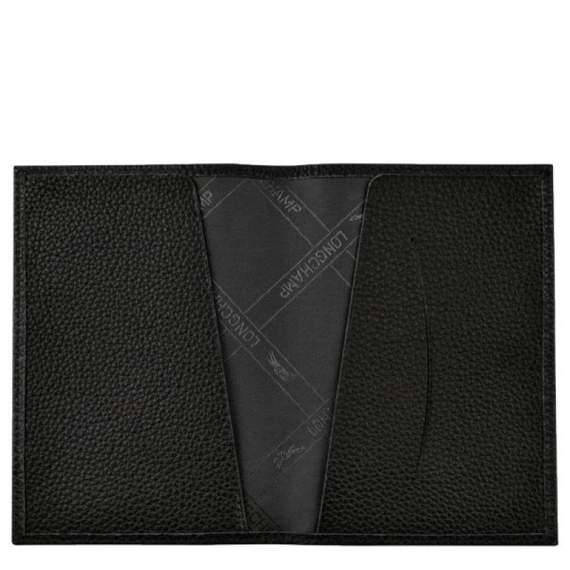 Black Longchamp Le Foulonne Women's Passport Holder | 95431-OCZB