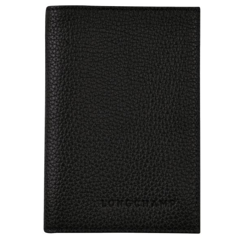 Black Longchamp Le Foulonne Women's Passport Holder | 95431-OCZB