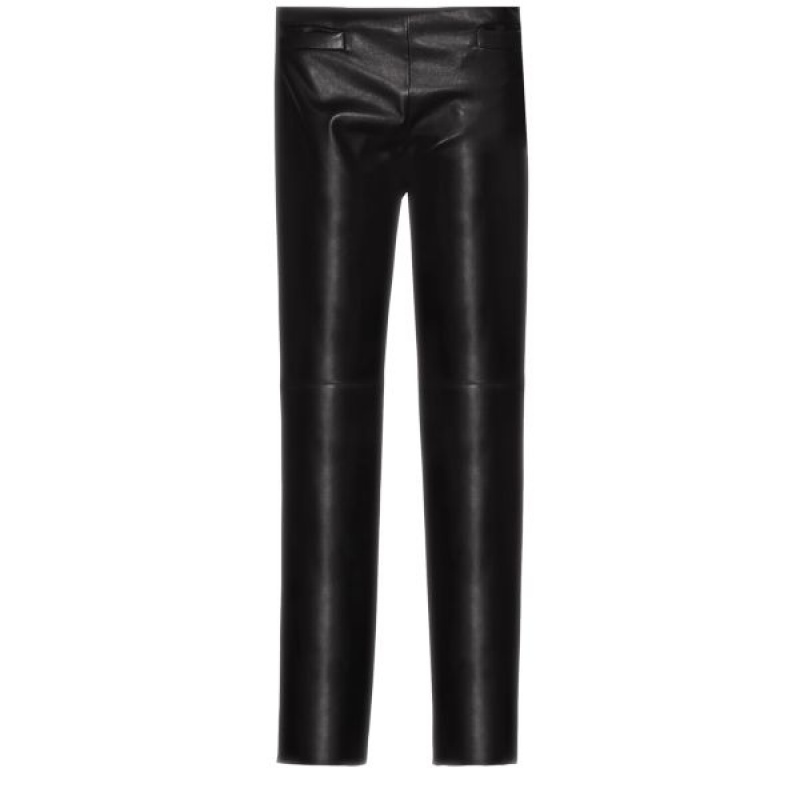 Black Longchamp Leather Women's Trousers | 97351-GYAW