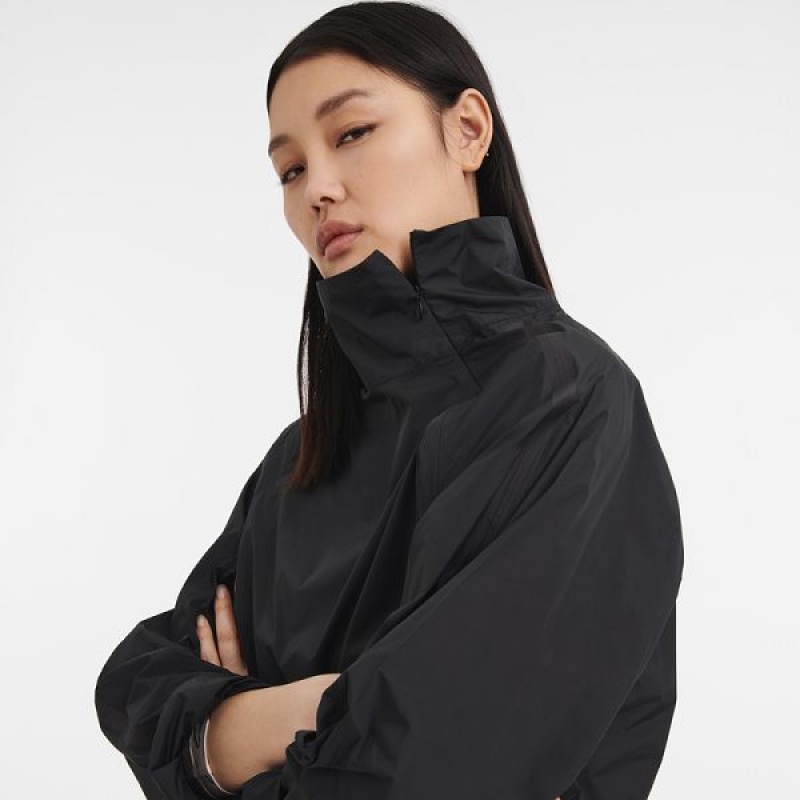 Black Longchamp Matte Satin Women's Jackets | 53107-RPUY