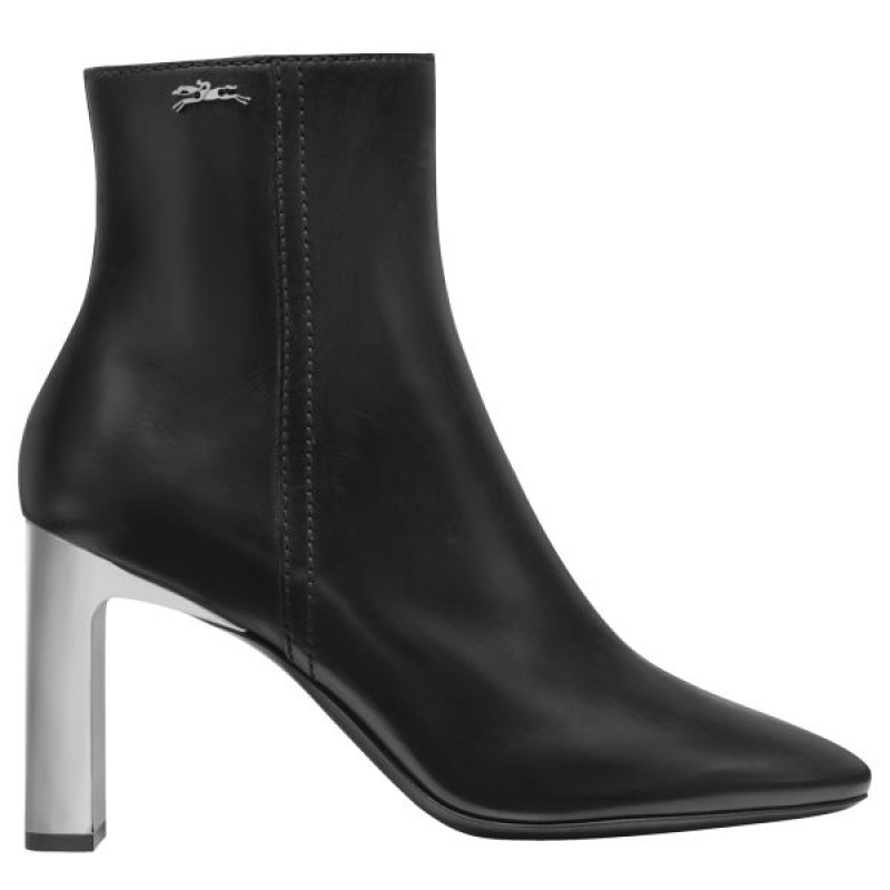 Black Longchamp Metal High Heel Low Women's Boots | 26574-TCKL