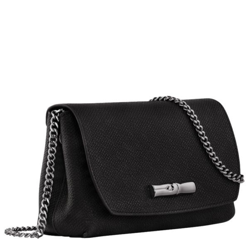 Black Longchamp Roseau Clutch Women's Crossbody Bags | 81276-XMNH