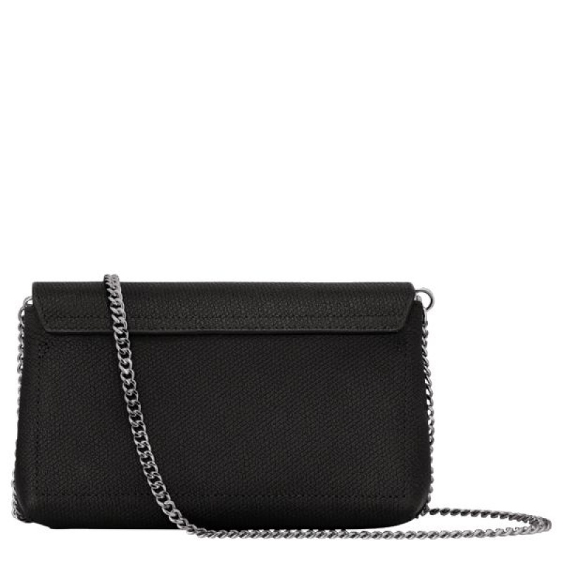 Black Longchamp Roseau Clutch Women's Crossbody Bags | 81276-XMNH