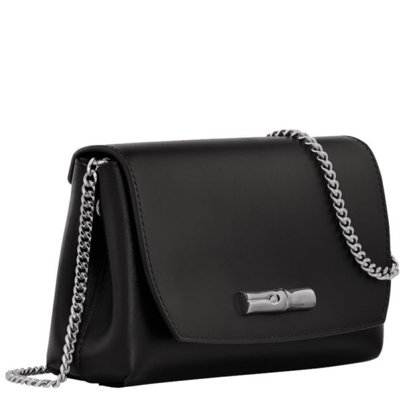 Black Longchamp Roseau Clutch Women's Crossbody Bags | 72516-JVMY