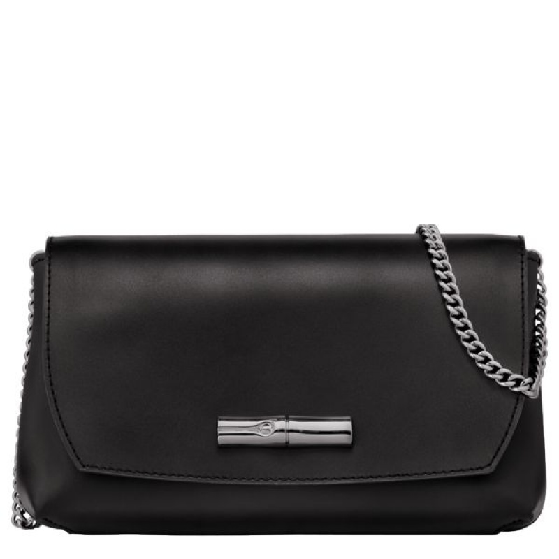 Black Longchamp Roseau Clutch Women\'s Crossbody Bags | 72516-JVMY