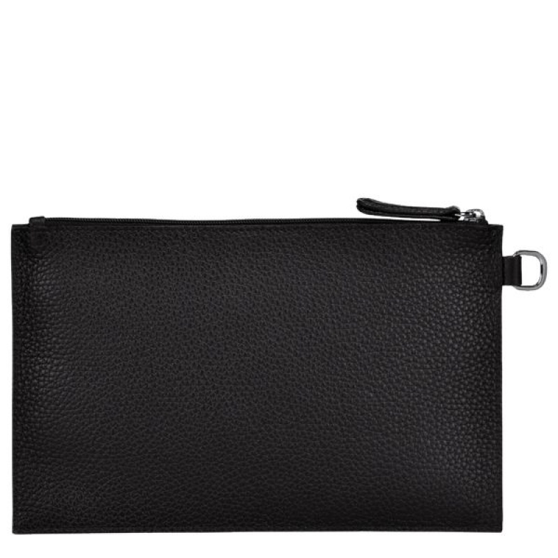 Black Longchamp Roseau Essential Women's Pouches | 40865-OTBV