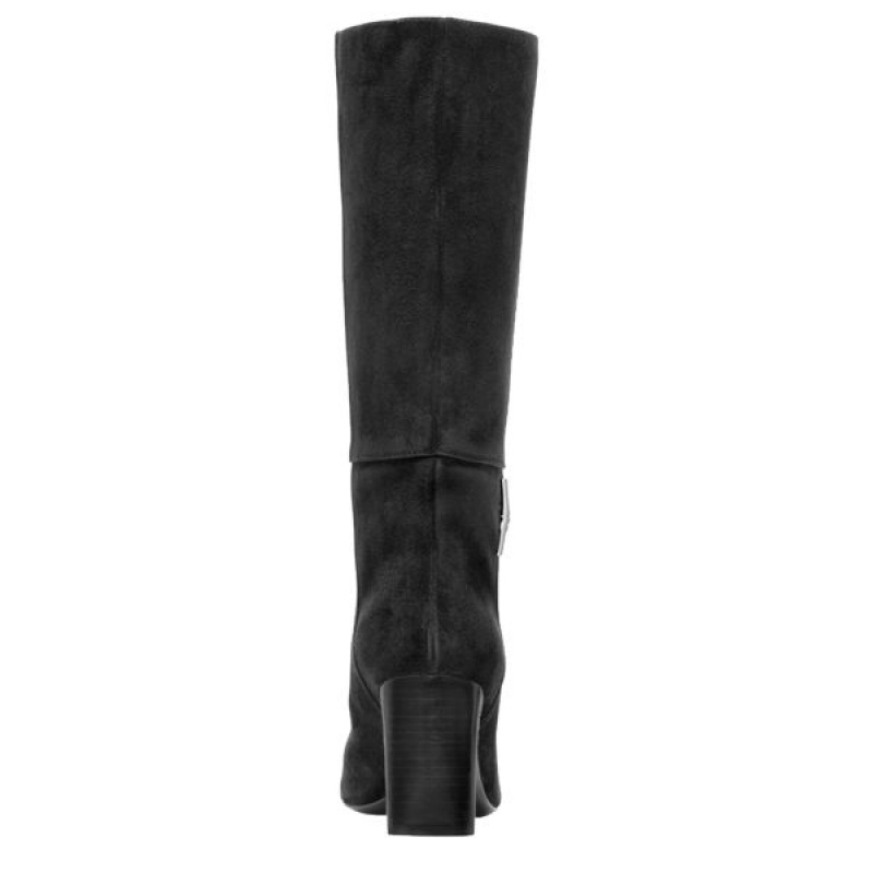 Black Longchamp Roseau Heeled Women's Boots | 80961-PBIO