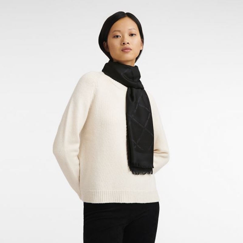 Black Longchamp Roseau Women's Scarf | 74328-XQVS