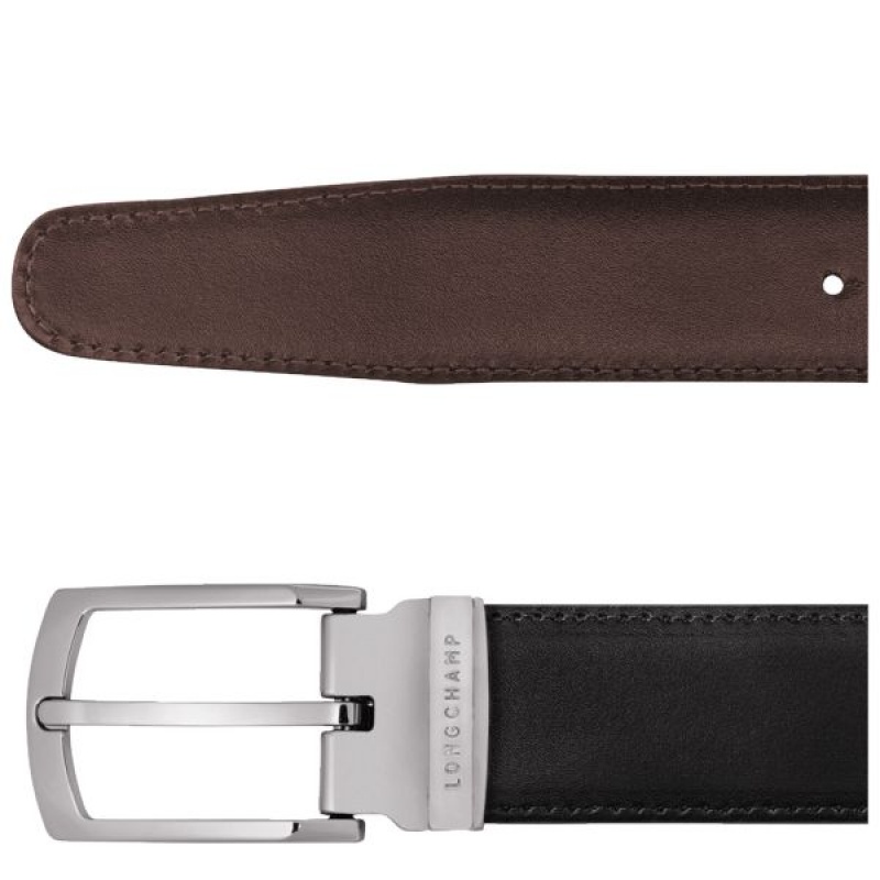 Black / Beige Longchamp Delta Box Men's Belts | 58341-LEIB