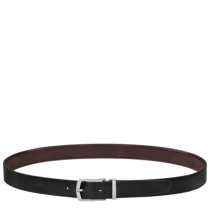 Black / Beige Longchamp Delta Box Men\'s Belts | 58341-LEIB