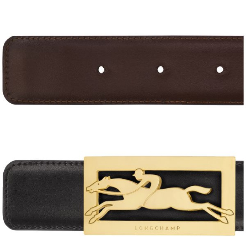 Black / Beige Longchamp Delta Box Men's Belts | 28169-JVAB