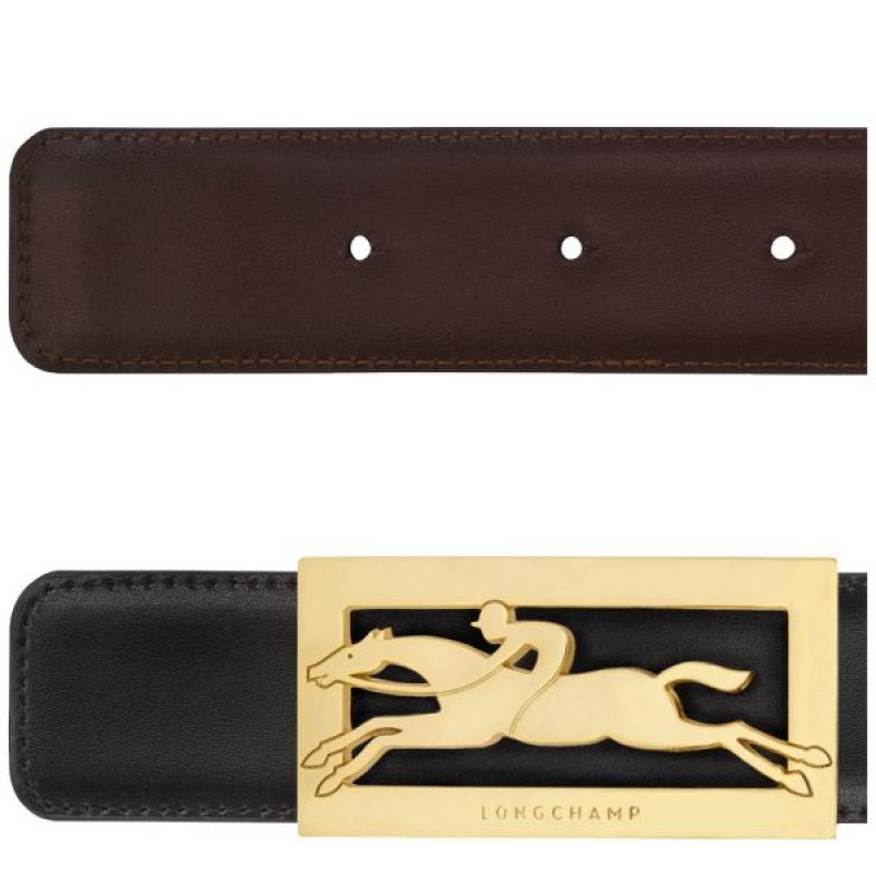 Black / Beige Longchamp Delta Box Men's Belts | 85427-YXMG