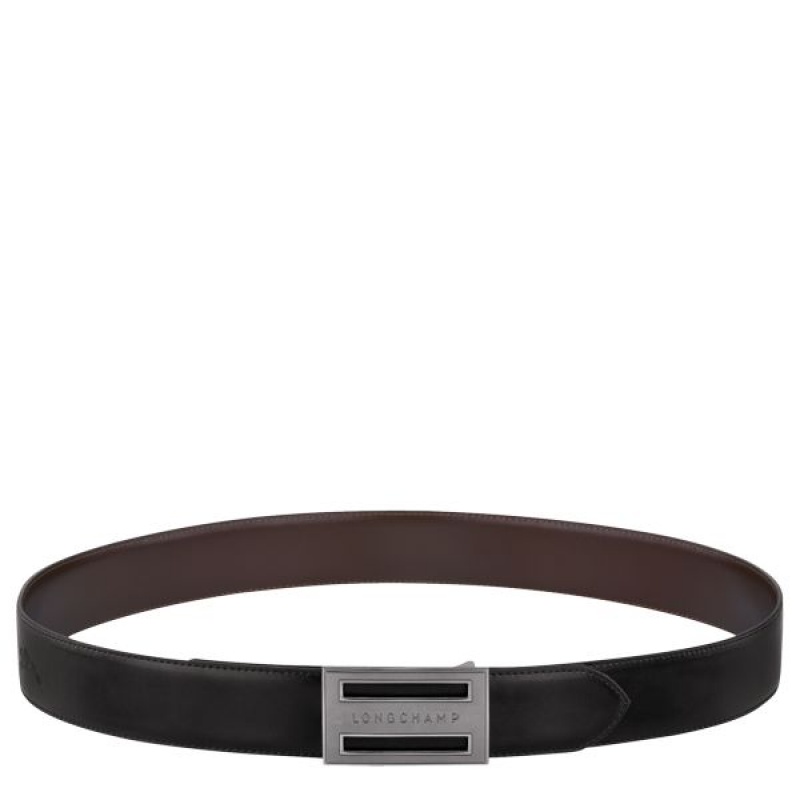 Black / Beige Longchamp Delta Box Men's Belts | 01679-NGTS