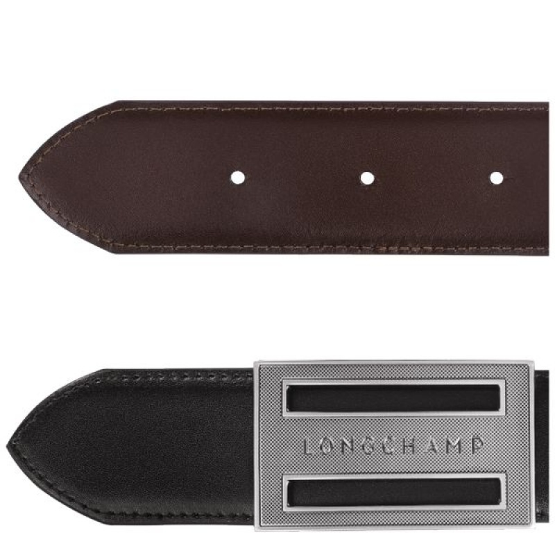 Black / Beige Longchamp Delta Box Men's Belts | 01482-TCBL