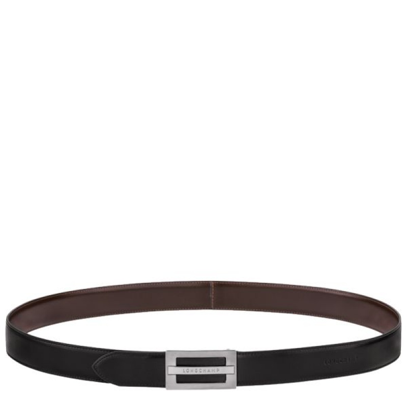 Black / Beige Longchamp Delta Box Men\'s Belts | 47051-JLHX