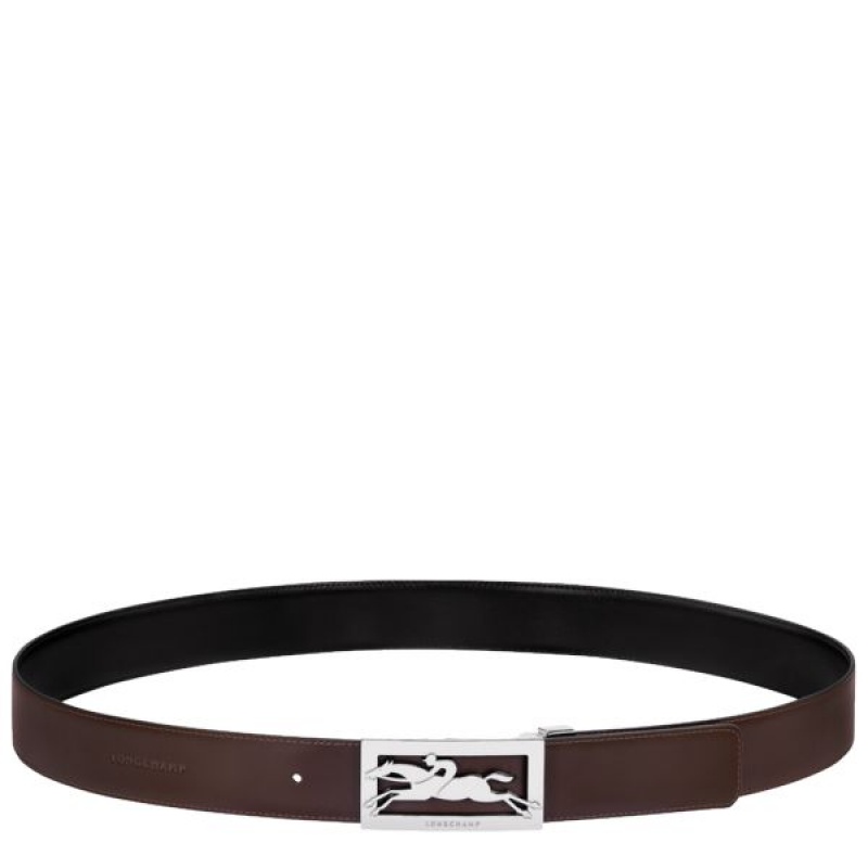 Black / Beige Longchamp Delta Box Men's Belts | 93518-MDEJ