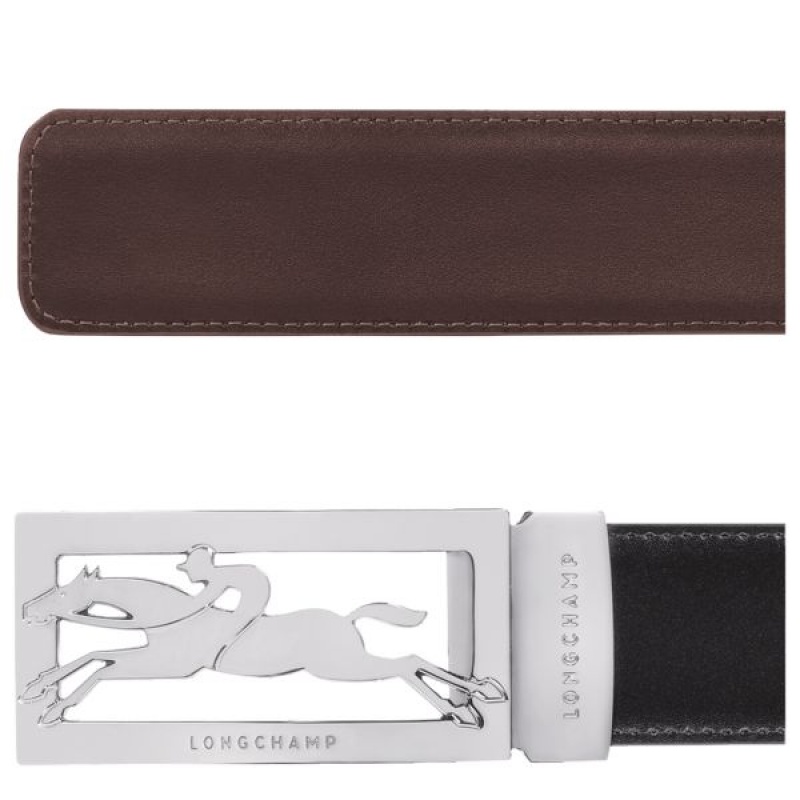 Black / Beige Longchamp Delta Box Men's Belts | 93518-MDEJ