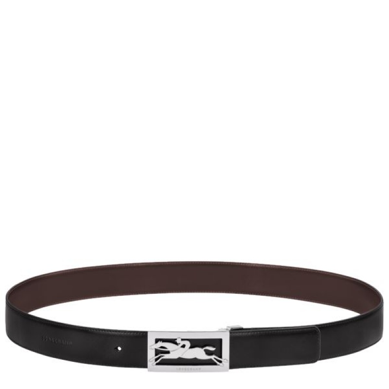 Black / Beige Longchamp Delta Box Men\'s Belts | 93518-MDEJ