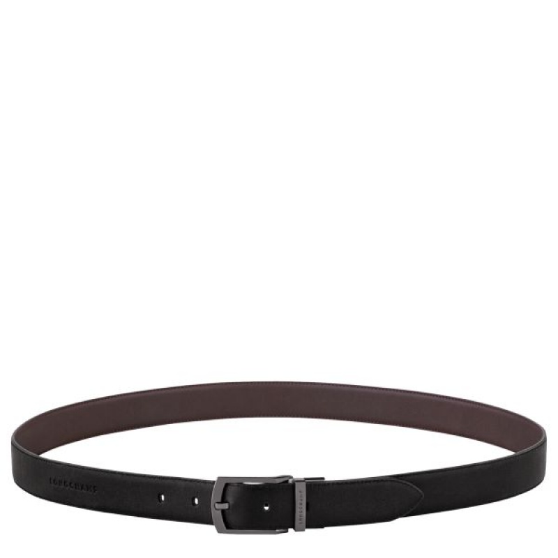 Black / Beige Longchamp Sur Seine Men's Belts | 61382-UVXF