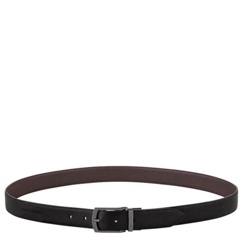 Black / Beige Longchamp Sur Seine Men\'s Belts | 61382-UVXF