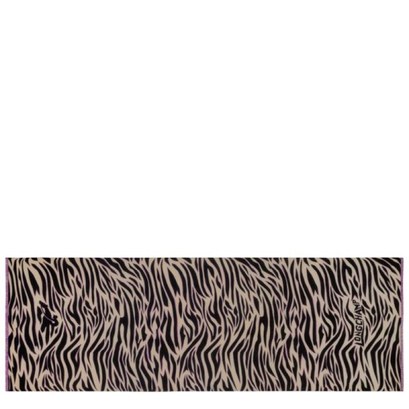 Black / Beige Longchamp Tiger Men\'s Scarf | 56738-BSJO