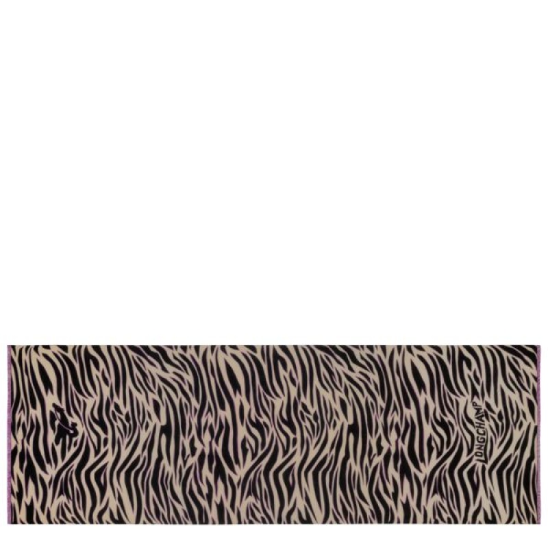 Black / Brown Longchamp Tiger Women's Scarf | 18370-VYCD