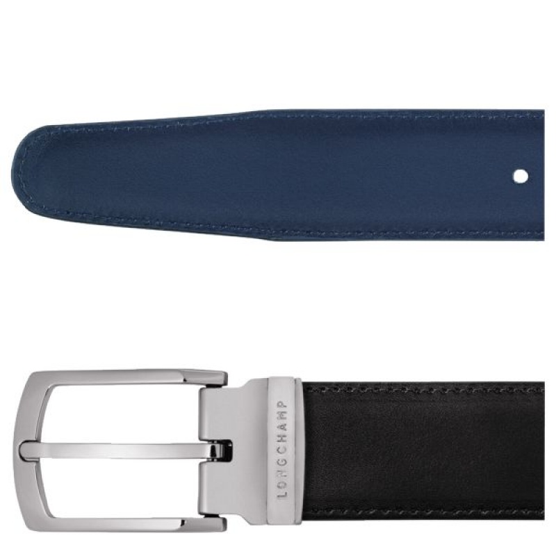 Black / Navy Longchamp Delta Box Men's Belts | 25170-ODIB