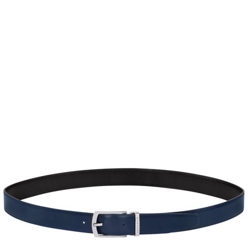 Black / Navy Longchamp Delta Box Men's Belts | 25170-ODIB