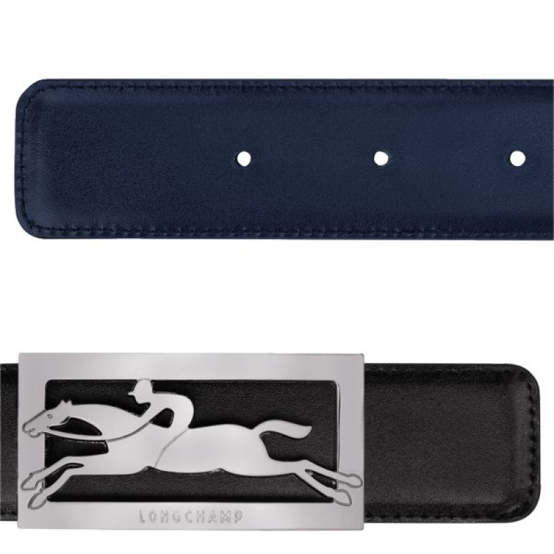 Black / Navy Longchamp Delta Box Men's Belts | 74359-KDAZ